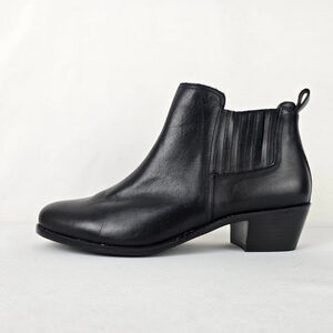 Vionic Bethany Black Leather Waterproof Ankle Booties Boots Size 12